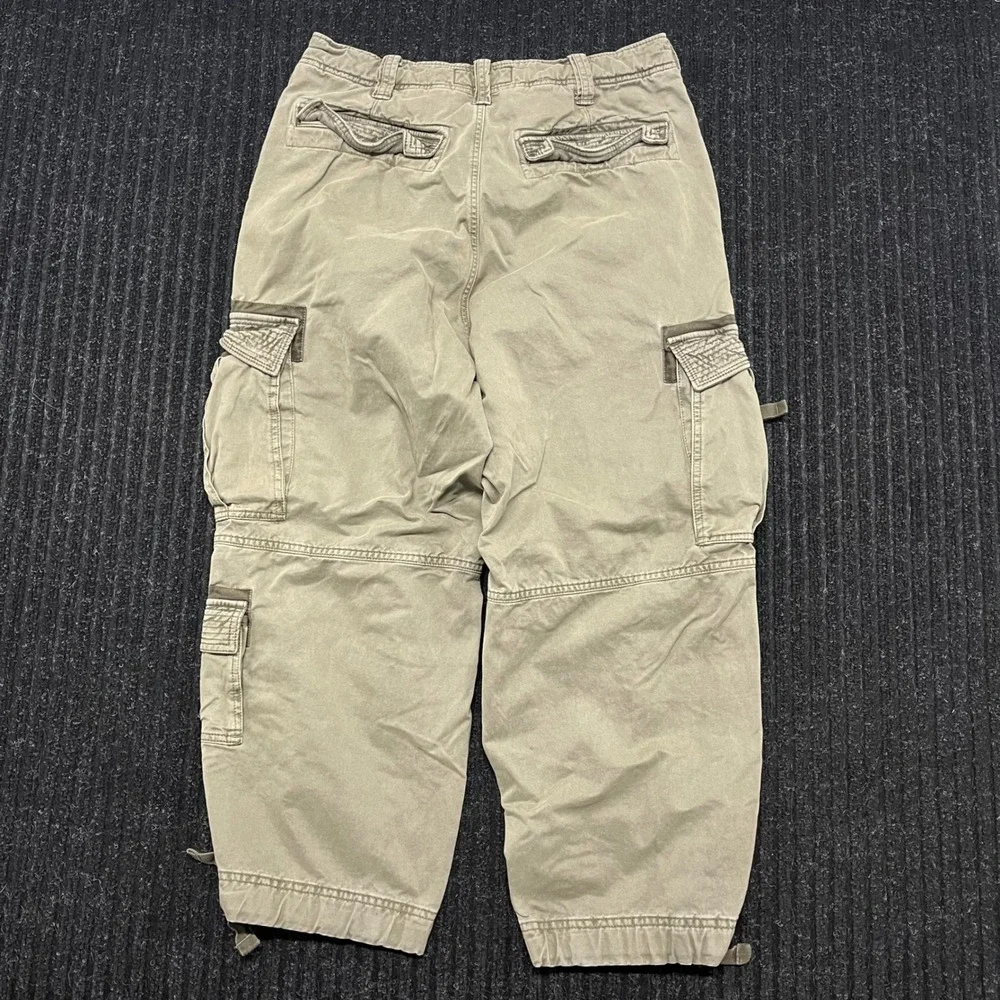 Abercrombie & Fitch Ultra Baggy Cargo Pants Mens 34x30 Olive Green Wide Leg Y2K - Picture 6 of 9